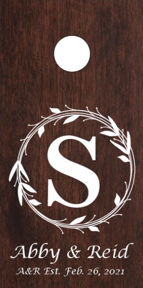 family name wreath DARK wood