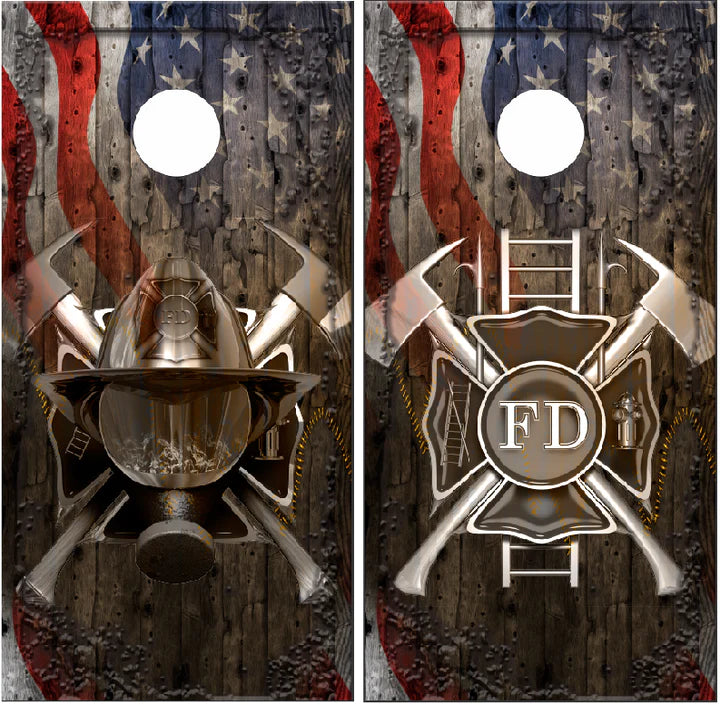 Fire Fighter Ghost cross mask flag wood